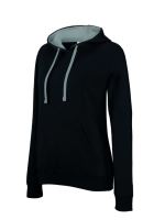 LADIES’ CONTRAST Kapucnis felső SWEATSHIRT Black/Yellow